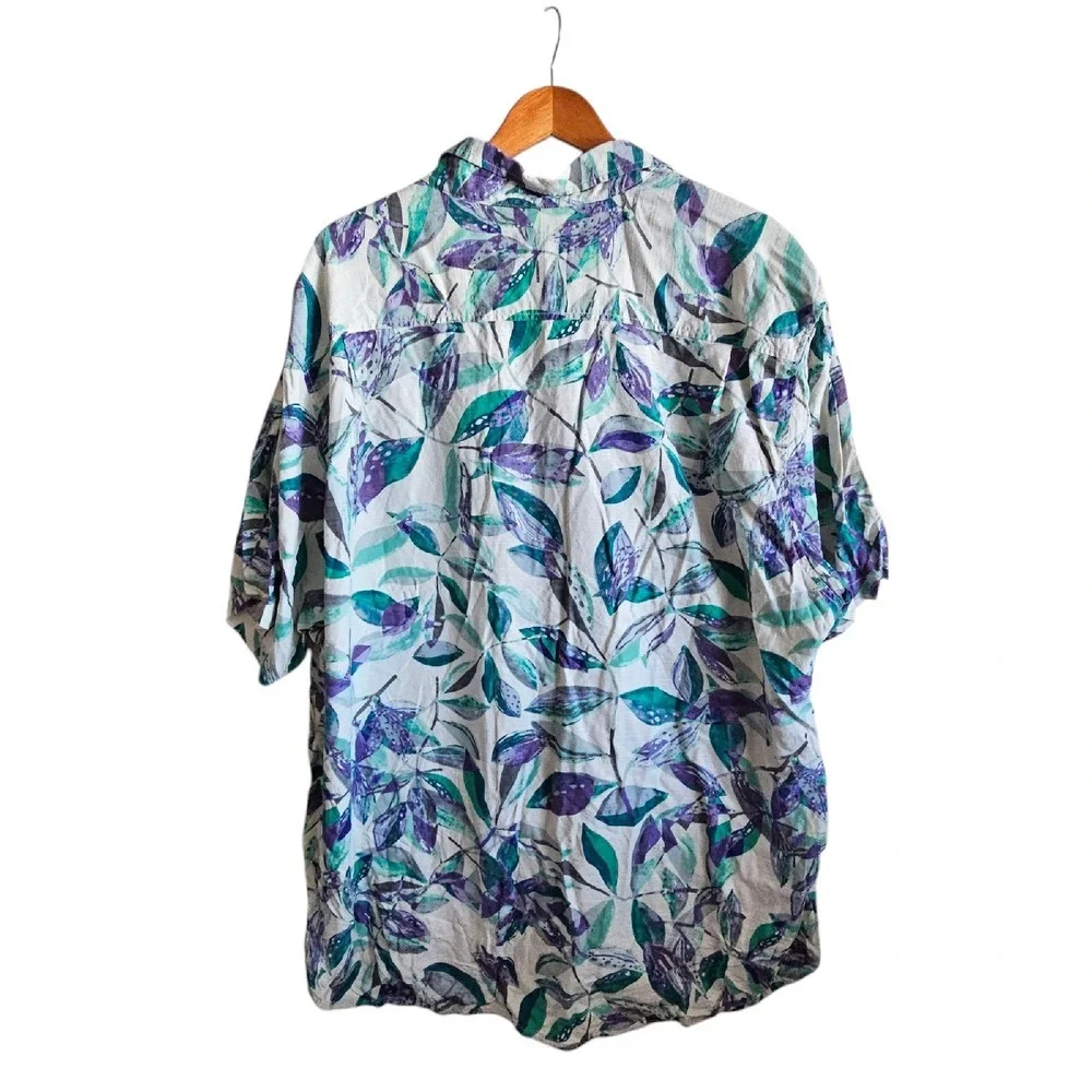 Tommy Bahama Silk Button Up Tropical Leaf Print Camp Shirt Plus‎ Size 3XL 3X